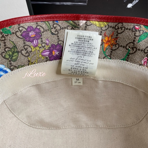 GUCCI Claudia Flora Print GG Supreme Bucket Hat - Picture 8 of 11